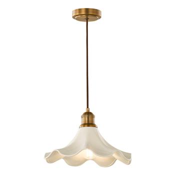 Kayla Antique Bronze And Cream Flared Ceramic Shade Pendant KAY0163