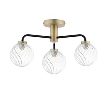 Lainey 3 Light Antique Brass And Matt Black Semi-Flush Ceiling Fitting LAI5354-03