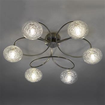 Leysha Six Light Semi-Flush Ceiling Fitting Nickel Finished LEY6446