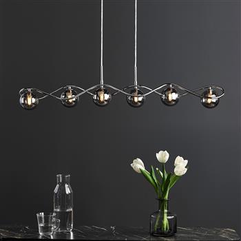 Lysandra 6 Light Glass Sphere Looped Bar Pendant 