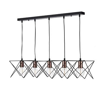 Midi 5 Bar Pendant Matt Black And Copper Bar Pendant MID0522