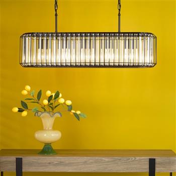 Naeva Matt Black And Crystal 5 Light Bar Pendant NAE0522