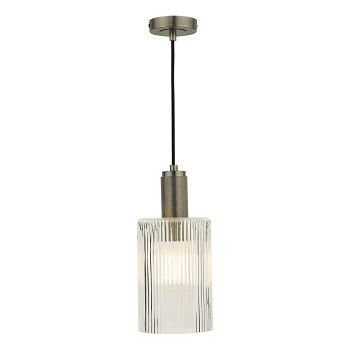 Nikolas Clear Ribbed Cylinder Clear Glass Pendant Fitting