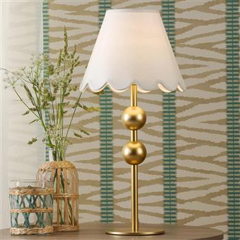 Tilda Satin Gold And Ivory Linen Shade Table Lamp TIL4235-NER102