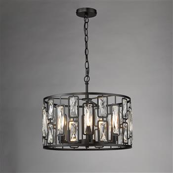 Zoelle Matt Black And Crystal 5 Light Pendant ZOE0522