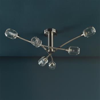 Zonda 6 Light Brushed Nickel And Clear Glass Semi Flush ZON6438