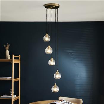 Allegra Antique Brass 5 Light Pendant Fitting 119435