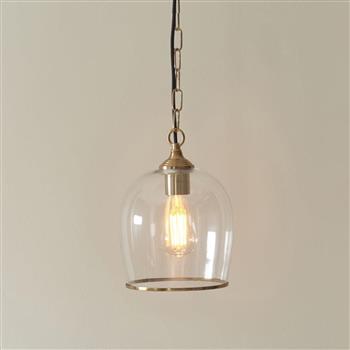 Ashcroft Brushed Aged Brass Plate And Clear Glass Single Pendant 