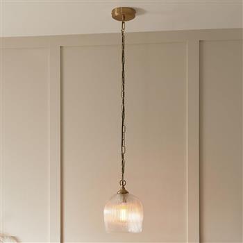 Ashcroft Brushed Aged Brass Plate And Clear Glass Single Pendant 