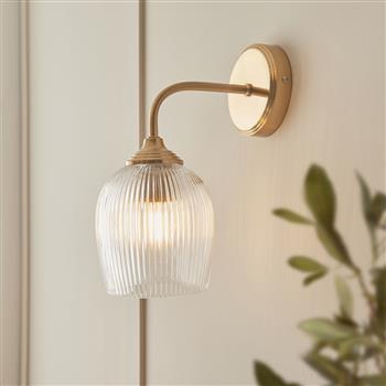 Ashcroft Brushed Aged Brass Plate And Clear Glass Wall Light