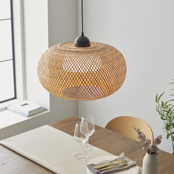 Bali Natural Bamboo & Black Ceiling Pendant Light 101572