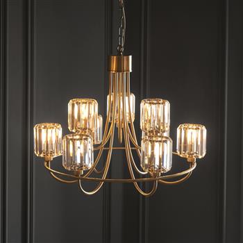 Berenice Nine Light Tiered Pendant Antique Brass Plate 118934