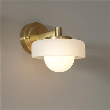 Boss Brushed Aged Brass Plate With Frosted Opal Glass Wall Light 120630
