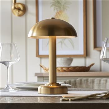 Bridport Rechargeable Warm Brass Plate Domed Touch Table Lamp 110455