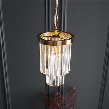 Conaston Brushed Aged Brass Plate And Cut Glass Single Pendant 115455
