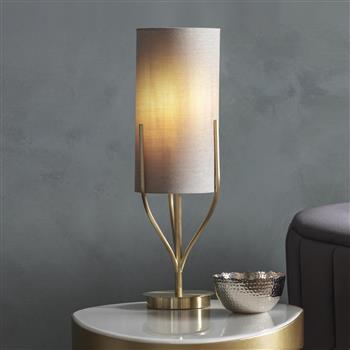 Fraser Satin Brass Table Lamp with Natural Shade 95467