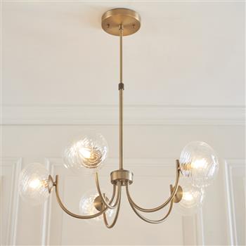 Hague Warm Antique Brass Five Arm Ceiling Fitting 119210