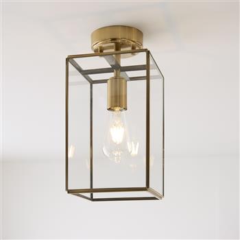 Hammond Flush Fitting Brush Aged Brass With Clear Glass 119143