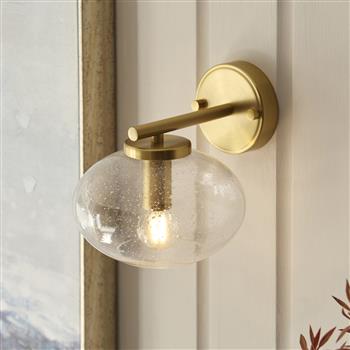 Jacob Warm Brass Plate And Clear Bubble Glass Single Wall Light 118509