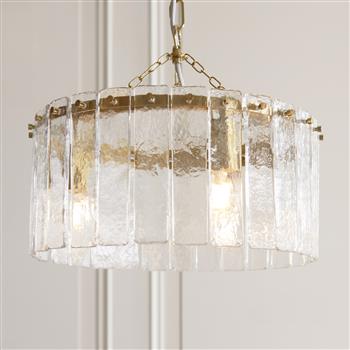Karine Aged Brass With Textured Glass 3 Light Pendant 118467