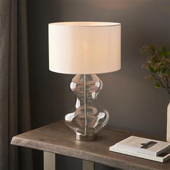 Kelda Bright Nickel and White Table Lamp 102676