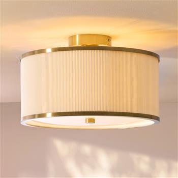 Lexi Ivory Fabric and Aged Brass Semi-Flush Fitting 121988