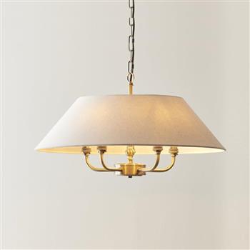 Lille Metal Made And Natural Faux Linen Shade 5 Light Multi-Arm Pendant 