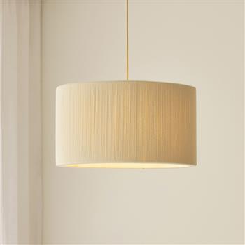 Noah Single Cream and Brushed Brass Pendant 120011