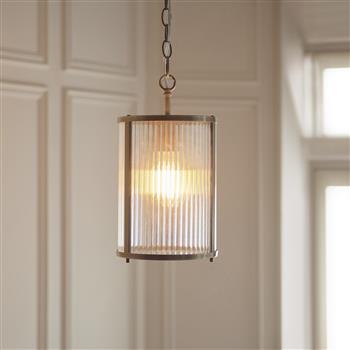 Ridgeton Antique Brass Plate And Clear Ribbed Glass Single Pendant 118595