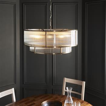 Ridgeton Tiered Antique Brass Plate Eight Light Pendant 119456