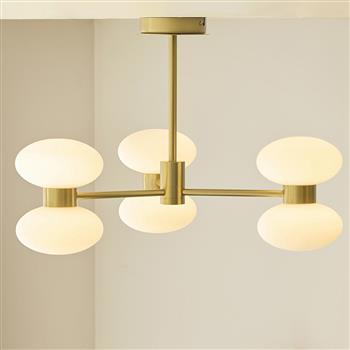 Rossano 6-Light Warm Brass Semi-Flush Fitting