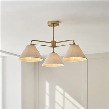 Wallbridge 3-Light Brushed Aged Brass Semi-Flush Fitting 120303