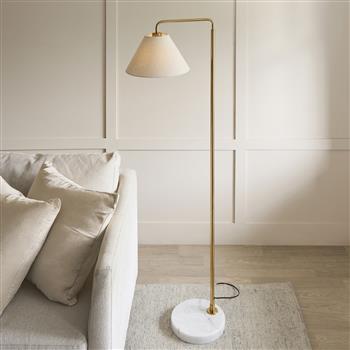 Wallbridge White Marble and Aged Brass Floor Lamp 120743
