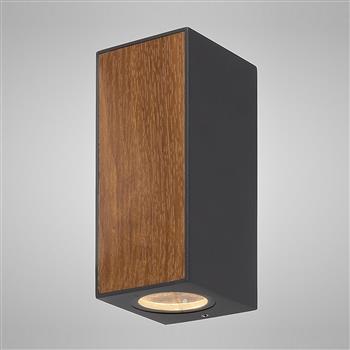 Beret IP65 Graphite and Wood Vertical Wall Light M7929