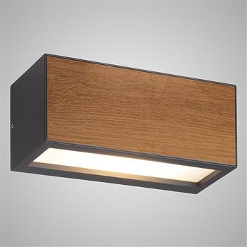 Beret IP65 Horizontal Graphite and Wood Wall Light M7928