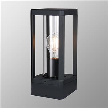 Nevada Black And Clear Cylinder Glass IP65 Outdoor Post Lamp M8900