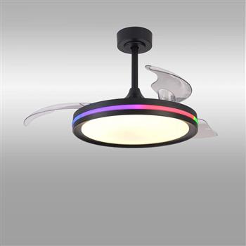 Rafaga LED White And RGB Dimmable Retractable Blade Ceiling Fan 