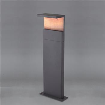 Ruka Medium IP54 Anthracite and Wood Effect LED Post M6772