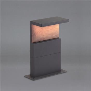 Ruka Small Anthracite and Wood Effect IP54 LED Post M6771