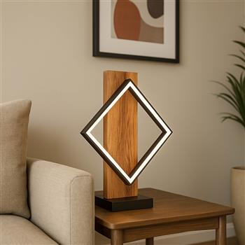Boyal LED Wood And Black Steel Table Lamp 
