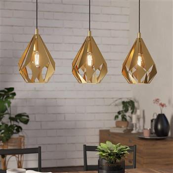 Carlton Gold Coloured 3 Light Linear Pendant Fitting 43909