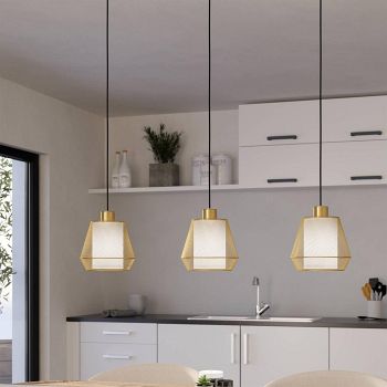 Ciudadela Black And Brushed Brass Three Light Pendant 900897