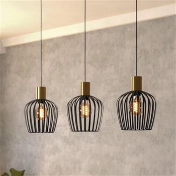 Empoli Brushed Brass And Black Triple Bar Pendant 901037
