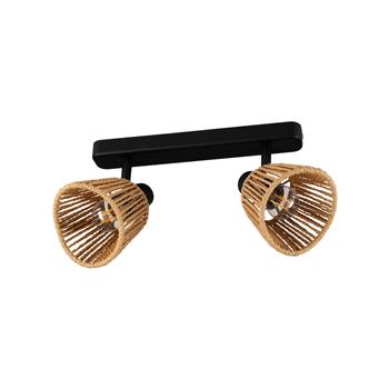 Keelby Black And Natural Braided Paper Double Bar Spotlight 44129
