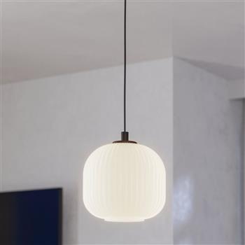 Mantunalle White Ribbed Glass Single Ceiling Pendant 99366