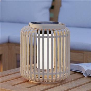 Marliano LED IP44 Light Wood And White Outdoor Solar Table Lamp 901088