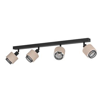 Rosley 4 Light Adjustable Black And Natural Linen Bar Spotlight 43659