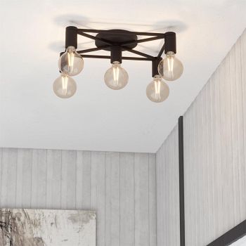 Speke Black Five Light Ceiling Fitting 43721