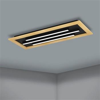 Tirrenara LED Black And Wood Rectangle Ceiling Light 900604