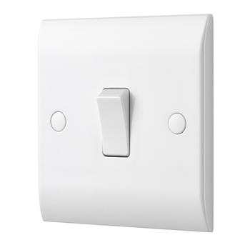 Curved White Resin 1-Gang On/Off Wall Switch CE101